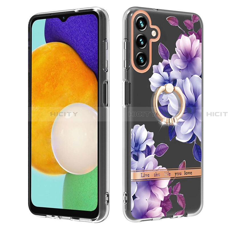 Handyhülle Silikon Hülle Gummi Schutzhülle Flexible Modisch Muster mit Fingerring Ständer Y06B für Samsung Galaxy A13 5G groß