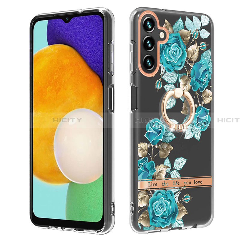 Handyhülle Silikon Hülle Gummi Schutzhülle Flexible Modisch Muster mit Fingerring Ständer Y06B für Samsung Galaxy A13 5G groß