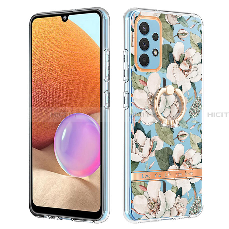 Handyhülle Silikon Hülle Gummi Schutzhülle Flexible Modisch Muster mit Fingerring Ständer Y06B für Samsung Galaxy A32 4G groß