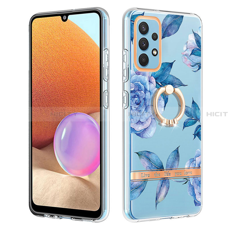 Handyhülle Silikon Hülle Gummi Schutzhülle Flexible Modisch Muster mit Fingerring Ständer Y06B für Samsung Galaxy A32 4G