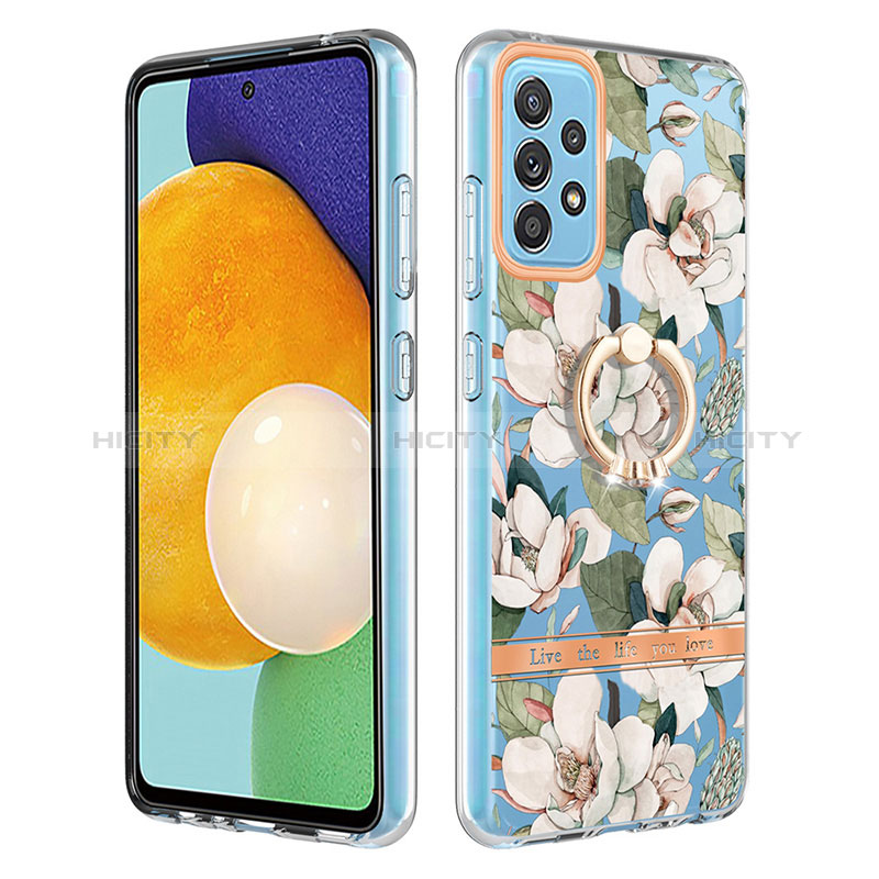 Handyhülle Silikon Hülle Gummi Schutzhülle Flexible Modisch Muster mit Fingerring Ständer Y06B für Samsung Galaxy A52s 5G