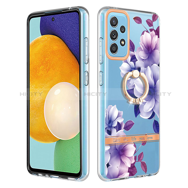 Handyhülle Silikon Hülle Gummi Schutzhülle Flexible Modisch Muster mit Fingerring Ständer Y06B für Samsung Galaxy A52s 5G groß