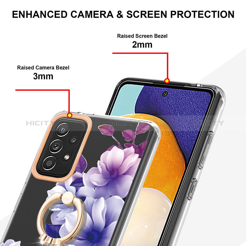 Handyhülle Silikon Hülle Gummi Schutzhülle Flexible Modisch Muster mit Fingerring Ständer Y06B für Samsung Galaxy A52s 5G