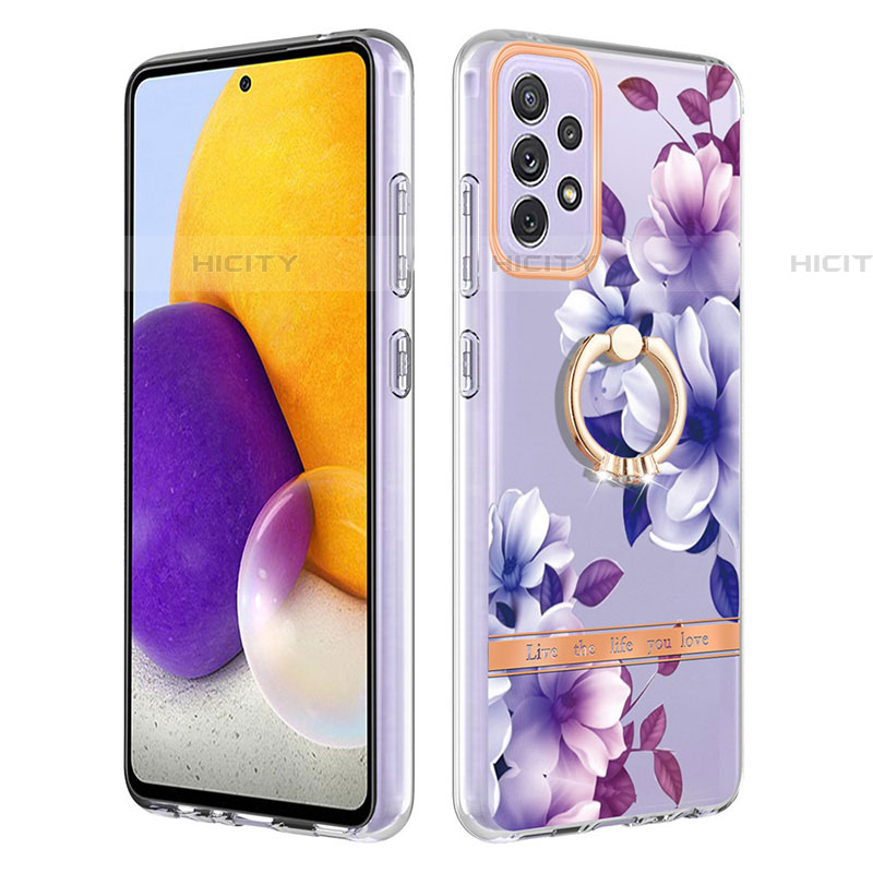 Handyhülle Silikon Hülle Gummi Schutzhülle Flexible Modisch Muster mit Fingerring Ständer Y06B für Samsung Galaxy A72 4G