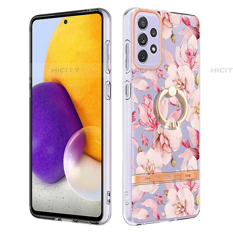 Handyhülle Silikon Hülle Gummi Schutzhülle Flexible Modisch Muster mit Fingerring Ständer Y06B für Samsung Galaxy A73 5G groß