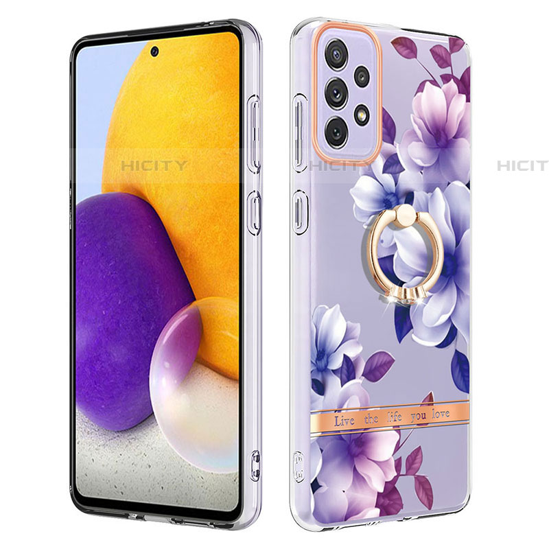 Handyhülle Silikon Hülle Gummi Schutzhülle Flexible Modisch Muster mit Fingerring Ständer Y06B für Samsung Galaxy A73 5G groß