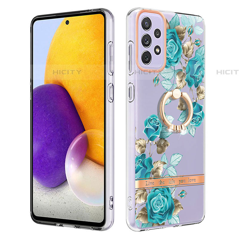 Handyhülle Silikon Hülle Gummi Schutzhülle Flexible Modisch Muster mit Fingerring Ständer Y06B für Samsung Galaxy A73 5G groß