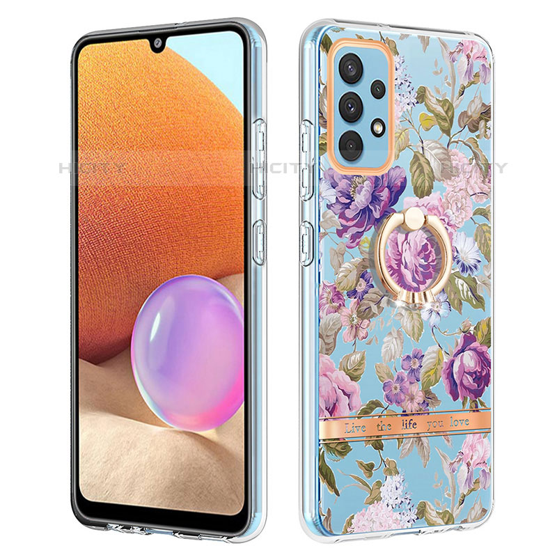 Handyhülle Silikon Hülle Gummi Schutzhülle Flexible Modisch Muster mit Fingerring Ständer Y06B für Samsung Galaxy M32 5G