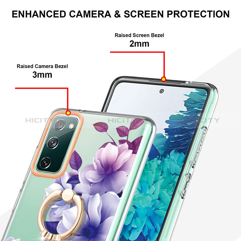 Handyhülle Silikon Hülle Gummi Schutzhülle Flexible Modisch Muster mit Fingerring Ständer Y06B für Samsung Galaxy S20 FE 4G