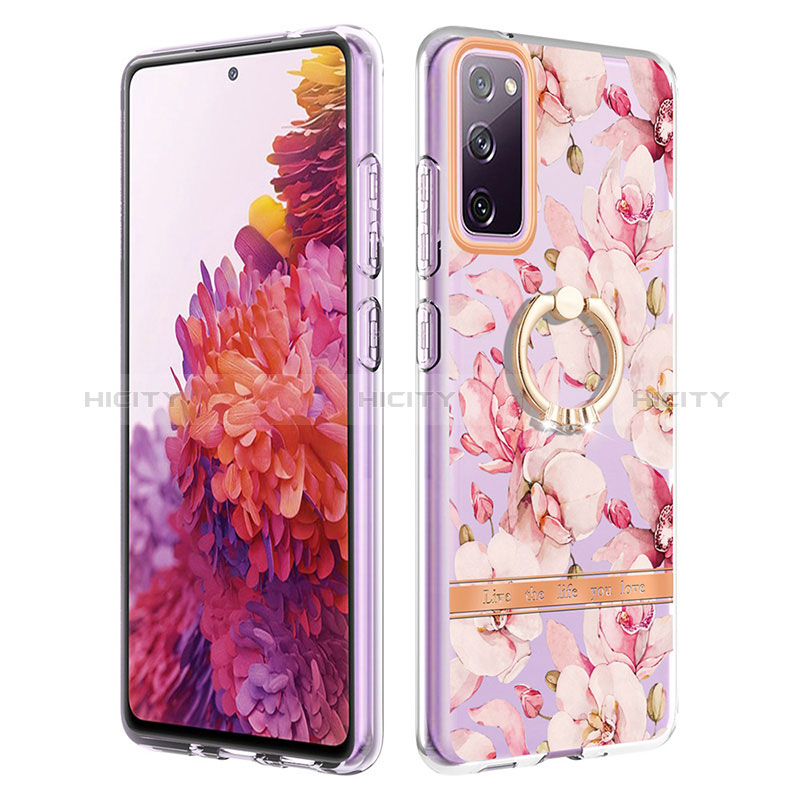 Handyhülle Silikon Hülle Gummi Schutzhülle Flexible Modisch Muster mit Fingerring Ständer Y06B für Samsung Galaxy S20 FE 4G Rosa Plus