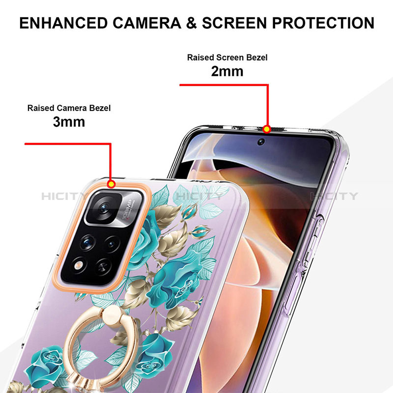 Handyhülle Silikon Hülle Gummi Schutzhülle Flexible Modisch Muster mit Fingerring Ständer Y06B für Xiaomi Mi 11i 5G (2022) groß