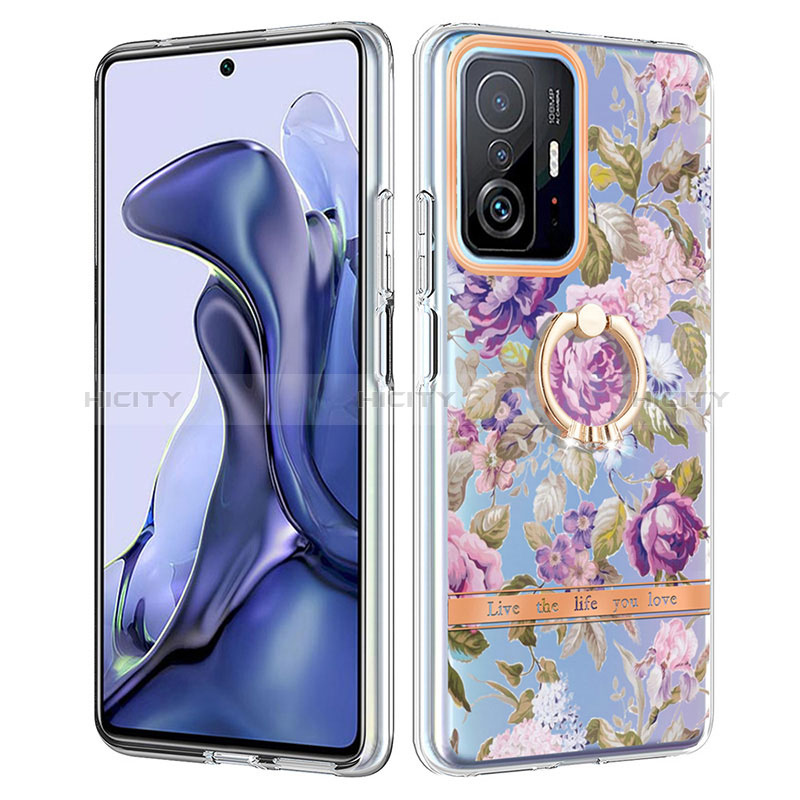 Handyhülle Silikon Hülle Gummi Schutzhülle Flexible Modisch Muster mit Fingerring Ständer Y06B für Xiaomi Mi 11T 5G groß