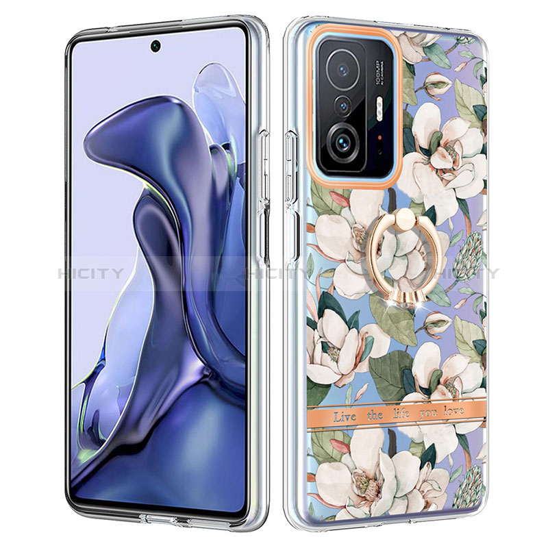 Handyhülle Silikon Hülle Gummi Schutzhülle Flexible Modisch Muster mit Fingerring Ständer Y06B für Xiaomi Mi 11T Pro 5G groß