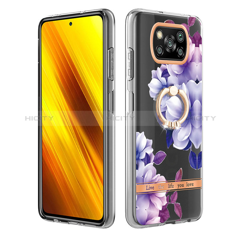 Handyhülle Silikon Hülle Gummi Schutzhülle Flexible Modisch Muster mit Fingerring Ständer Y06B für Xiaomi Poco X3 Pro