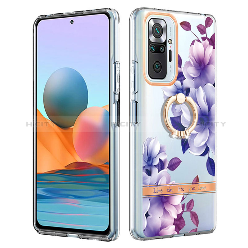 Handyhülle Silikon Hülle Gummi Schutzhülle Flexible Modisch Muster mit Fingerring Ständer Y06B für Xiaomi Redmi Note 10 Pro 4G groß