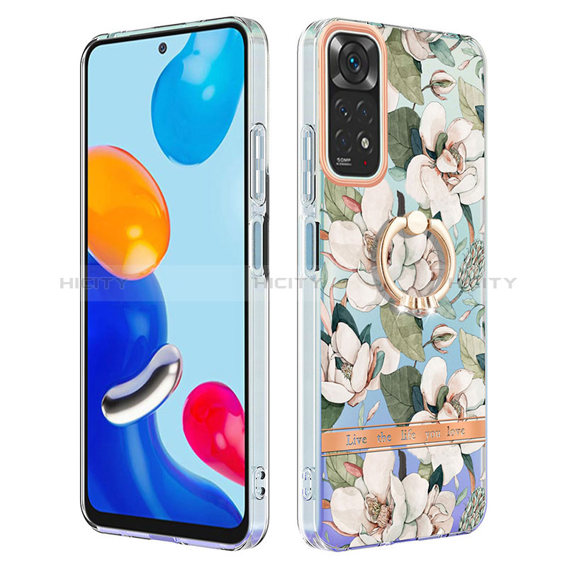 Handyhülle Silikon Hülle Gummi Schutzhülle Flexible Modisch Muster mit Fingerring Ständer Y06B für Xiaomi Redmi Note 11 4G (2022) groß