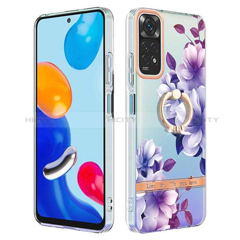 Handyhülle Silikon Hülle Gummi Schutzhülle Flexible Modisch Muster mit Fingerring Ständer Y06B für Xiaomi Redmi Note 11 4G (2022)