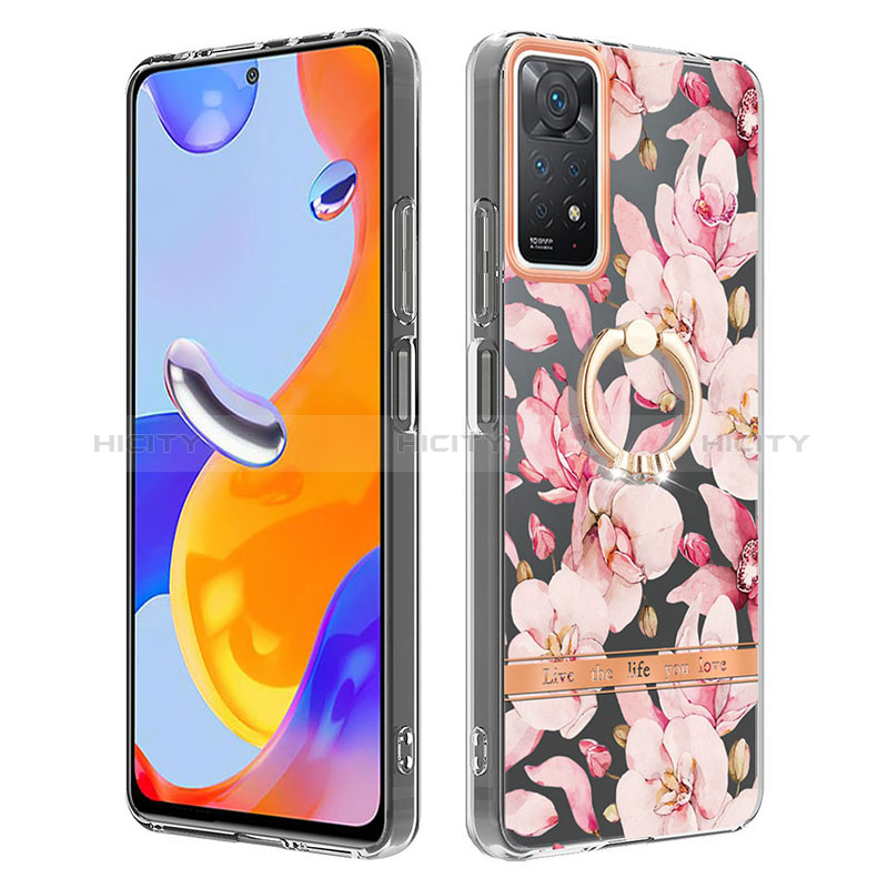 Handyhülle Silikon Hülle Gummi Schutzhülle Flexible Modisch Muster mit Fingerring Ständer Y06B für Xiaomi Redmi Note 11 Pro 4G groß