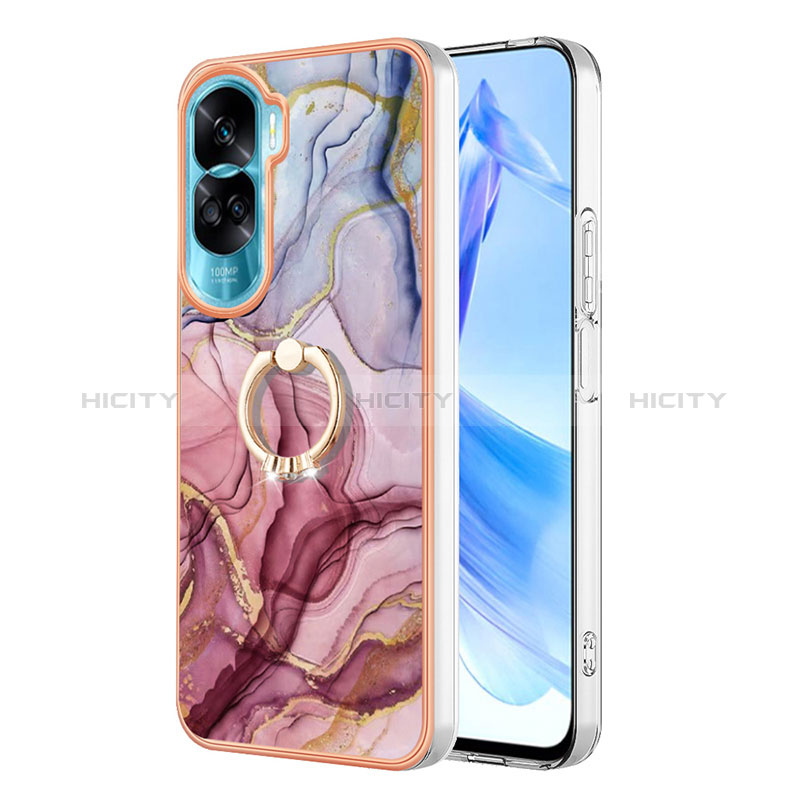 Handyhülle Silikon Hülle Gummi Schutzhülle Flexible Modisch Muster mit Fingerring Ständer YB1 für Huawei Honor 90 Lite 5G groß