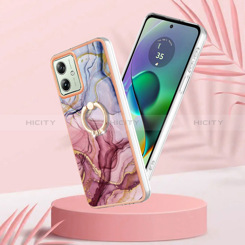 Handyhülle Silikon Hülle Gummi Schutzhülle Flexible Modisch Muster mit Fingerring Ständer YB1 für Motorola Moto G54 5G