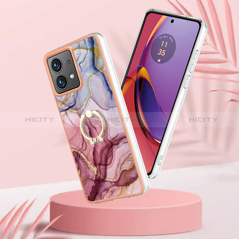 Handyhülle Silikon Hülle Gummi Schutzhülle Flexible Modisch Muster mit Fingerring Ständer YB1 für Motorola Moto G84 5G groß