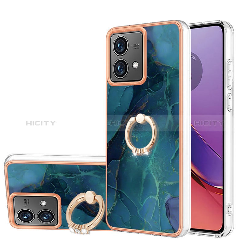 Handyhülle Silikon Hülle Gummi Schutzhülle Flexible Modisch Muster mit Fingerring Ständer YB1 für Motorola Moto G84 5G groß