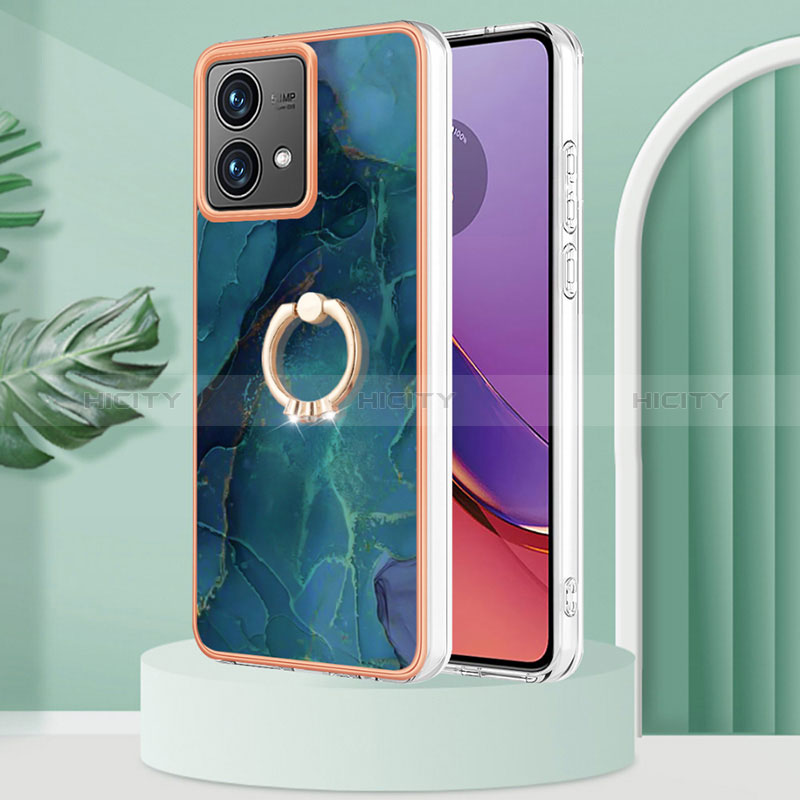 Handyhülle Silikon Hülle Gummi Schutzhülle Flexible Modisch Muster mit Fingerring Ständer YB1 für Motorola Moto G84 5G groß