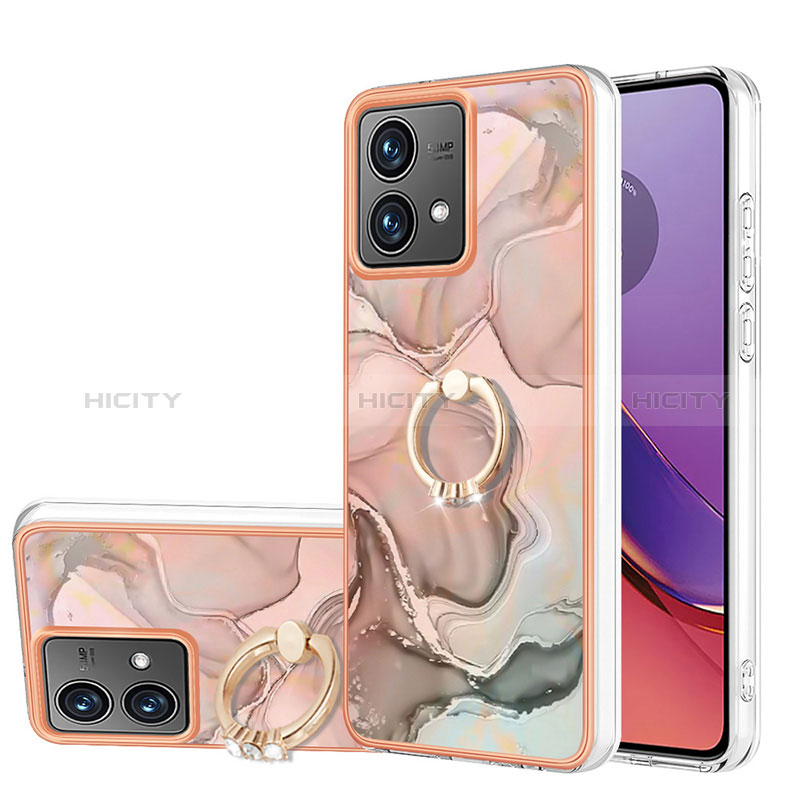 Handyhülle Silikon Hülle Gummi Schutzhülle Flexible Modisch Muster mit Fingerring Ständer YB1 für Motorola Moto G84 5G Rosa Plus