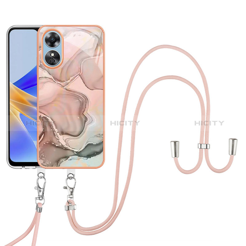 Handyhülle Silikon Hülle Gummi Schutzhülle Flexible Modisch Muster mit Fingerring Ständer YB1 für Oppo A17 Plusfarbig