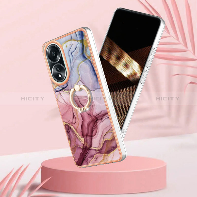 Handyhülle Silikon Hülle Gummi Schutzhülle Flexible Modisch Muster mit Fingerring Ständer YB1 für Oppo A18