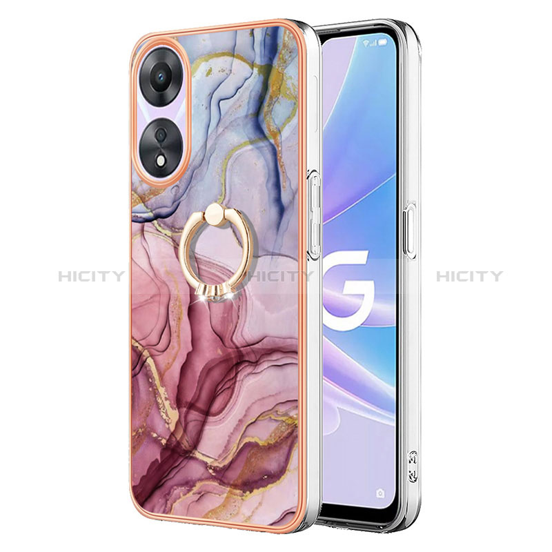 Handyhülle Silikon Hülle Gummi Schutzhülle Flexible Modisch Muster mit Fingerring Ständer YB1 für Oppo A58 5G