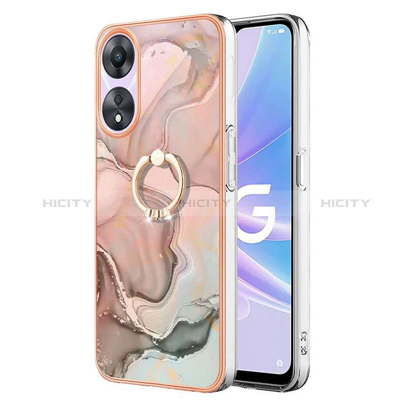 Handyhülle Silikon Hülle Gummi Schutzhülle Flexible Modisch Muster mit Fingerring Ständer YB1 für Oppo A58 5G