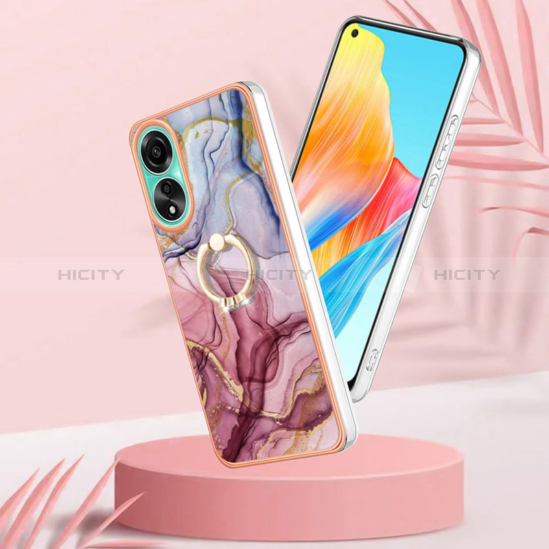 Handyhülle Silikon Hülle Gummi Schutzhülle Flexible Modisch Muster mit Fingerring Ständer YB1 für Oppo A78 4G