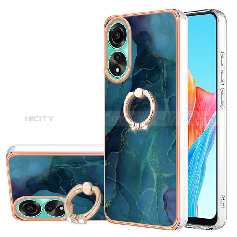 Handyhülle Silikon Hülle Gummi Schutzhülle Flexible Modisch Muster mit Fingerring Ständer YB1 für Oppo A78 4G