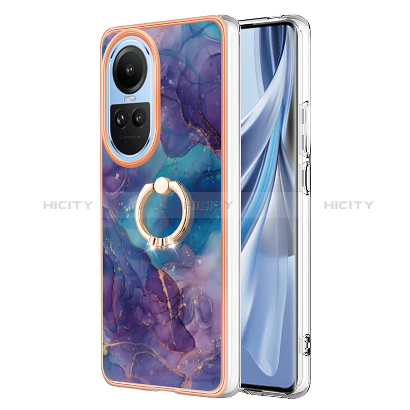 Handyhülle Silikon Hülle Gummi Schutzhülle Flexible Modisch Muster mit Fingerring Ständer YB1 für Oppo Reno10 Pro 5G