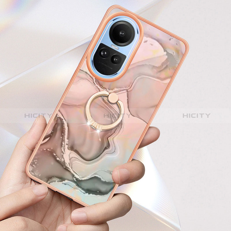 Handyhülle Silikon Hülle Gummi Schutzhülle Flexible Modisch Muster mit Fingerring Ständer YB1 für Oppo Reno10 Pro 5G groß