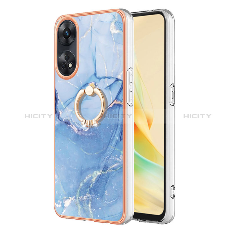 Handyhülle Silikon Hülle Gummi Schutzhülle Flexible Modisch Muster mit Fingerring Ständer YB1 für Oppo Reno8 T 4G groß