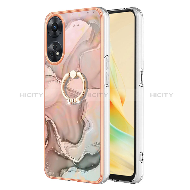 Handyhülle Silikon Hülle Gummi Schutzhülle Flexible Modisch Muster mit Fingerring Ständer YB1 für Oppo Reno8 T 4G Plusfarbig Plus