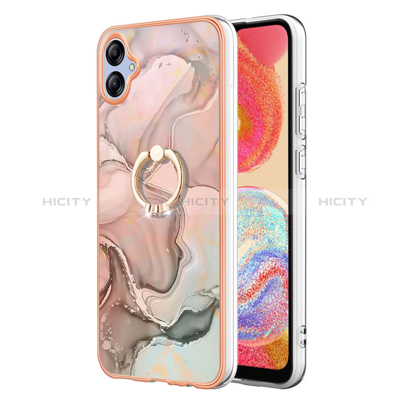 Handyhülle Silikon Hülle Gummi Schutzhülle Flexible Modisch Muster mit Fingerring Ständer YB1 für Samsung Galaxy A04E Rosa