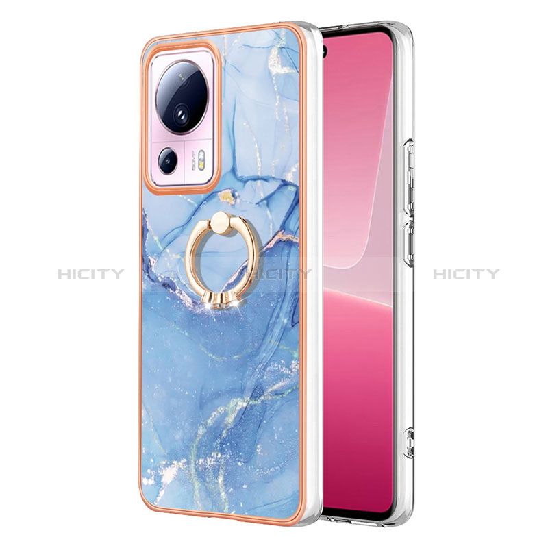 Handyhülle Silikon Hülle Gummi Schutzhülle Flexible Modisch Muster mit Fingerring Ständer YB1 für Xiaomi Mi 12 Lite NE 5G Blau Plus