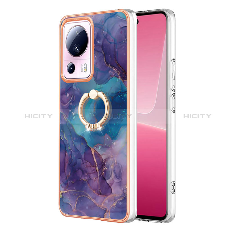 Handyhülle Silikon Hülle Gummi Schutzhülle Flexible Modisch Muster mit Fingerring Ständer YB1 für Xiaomi Mi 12 Lite NE 5G Violett Plus