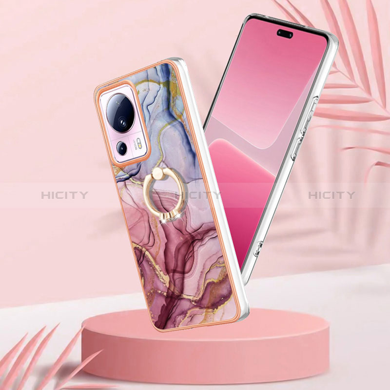 Handyhülle Silikon Hülle Gummi Schutzhülle Flexible Modisch Muster mit Fingerring Ständer YB1 für Xiaomi Mi 13 Lite 5G groß