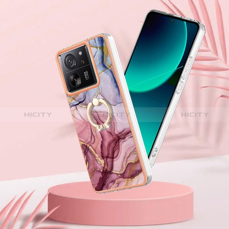 Handyhülle Silikon Hülle Gummi Schutzhülle Flexible Modisch Muster mit Fingerring Ständer YB1 für Xiaomi Mi 13T 5G