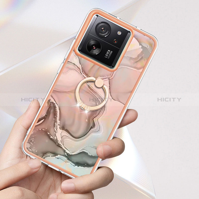 Handyhülle Silikon Hülle Gummi Schutzhülle Flexible Modisch Muster mit Fingerring Ständer YB1 für Xiaomi Mi 13T 5G