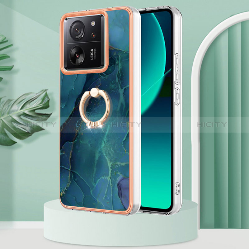 Handyhülle Silikon Hülle Gummi Schutzhülle Flexible Modisch Muster mit Fingerring Ständer YB1 für Xiaomi Mi 13T Pro 5G