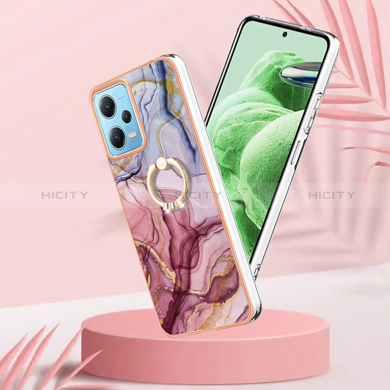 Handyhülle Silikon Hülle Gummi Schutzhülle Flexible Modisch Muster mit Fingerring Ständer YB1 für Xiaomi Poco X5 5G groß