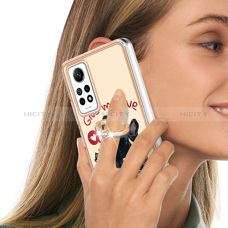 Handyhülle Silikon Hülle Gummi Schutzhülle Flexible Modisch Muster mit Fingerring Ständer YB1 für Xiaomi Redmi Note 11 Pro 4G groß