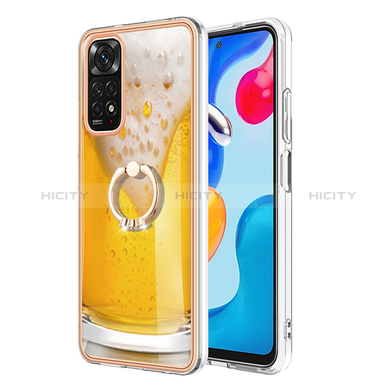 Handyhülle Silikon Hülle Gummi Schutzhülle Flexible Modisch Muster mit Fingerring Ständer YB1 für Xiaomi Redmi Note 11S 4G Gelb Plus