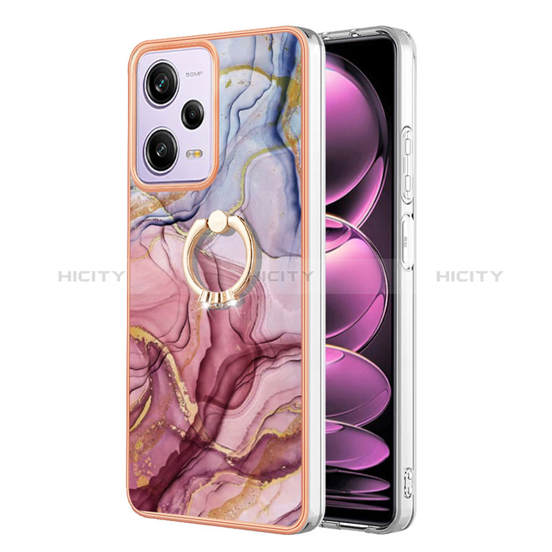 Handyhülle Silikon Hülle Gummi Schutzhülle Flexible Modisch Muster mit Fingerring Ständer YB1 für Xiaomi Redmi Note 12 Pro 5G Plusfarbig