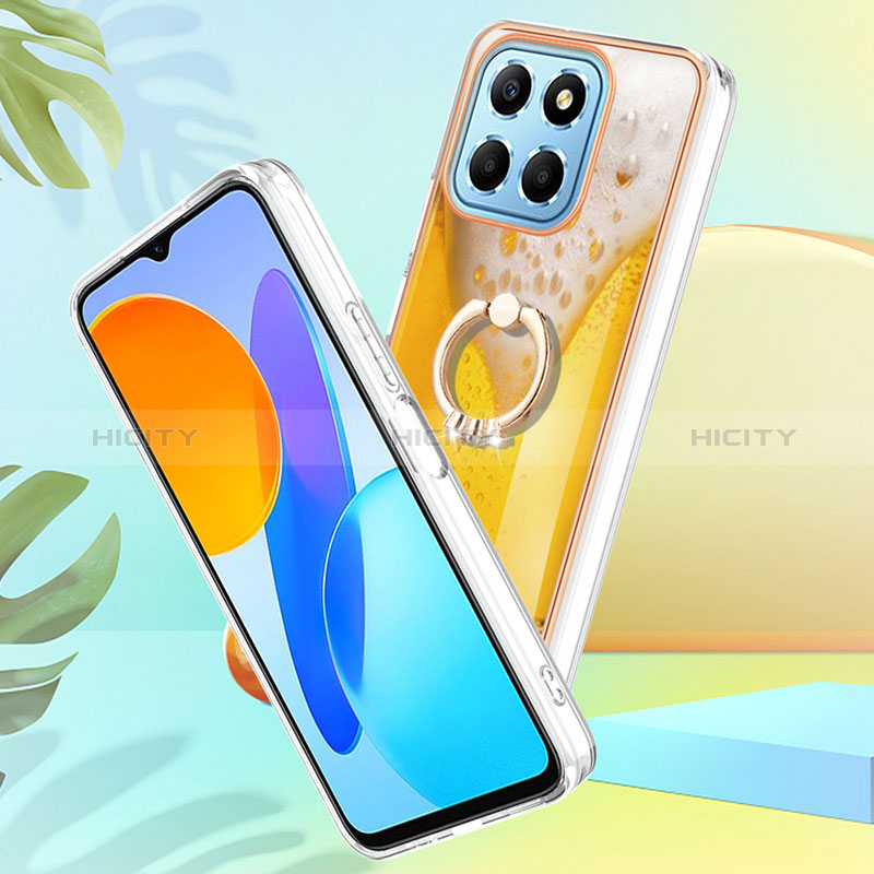 Handyhülle Silikon Hülle Gummi Schutzhülle Flexible Modisch Muster mit Fingerring Ständer YB2 für Huawei Honor 70 Lite 5G